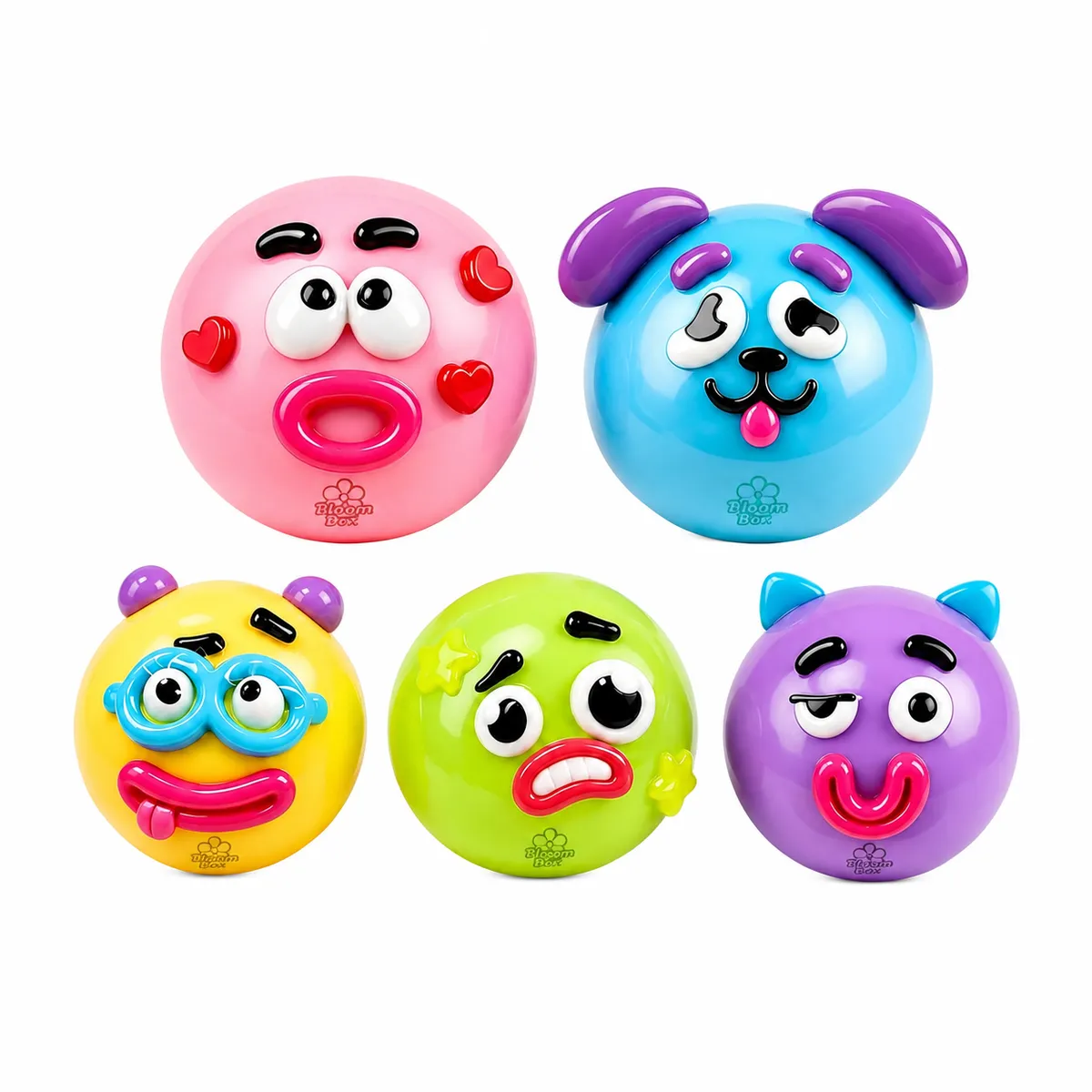 Bloom Box 5 Piece Smushers Dog Face Squishy Sensory Fidget Toys