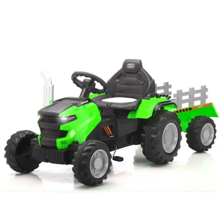 12V Kids Electric Ride-On Tractor with Detachable Trailer and Music - Green