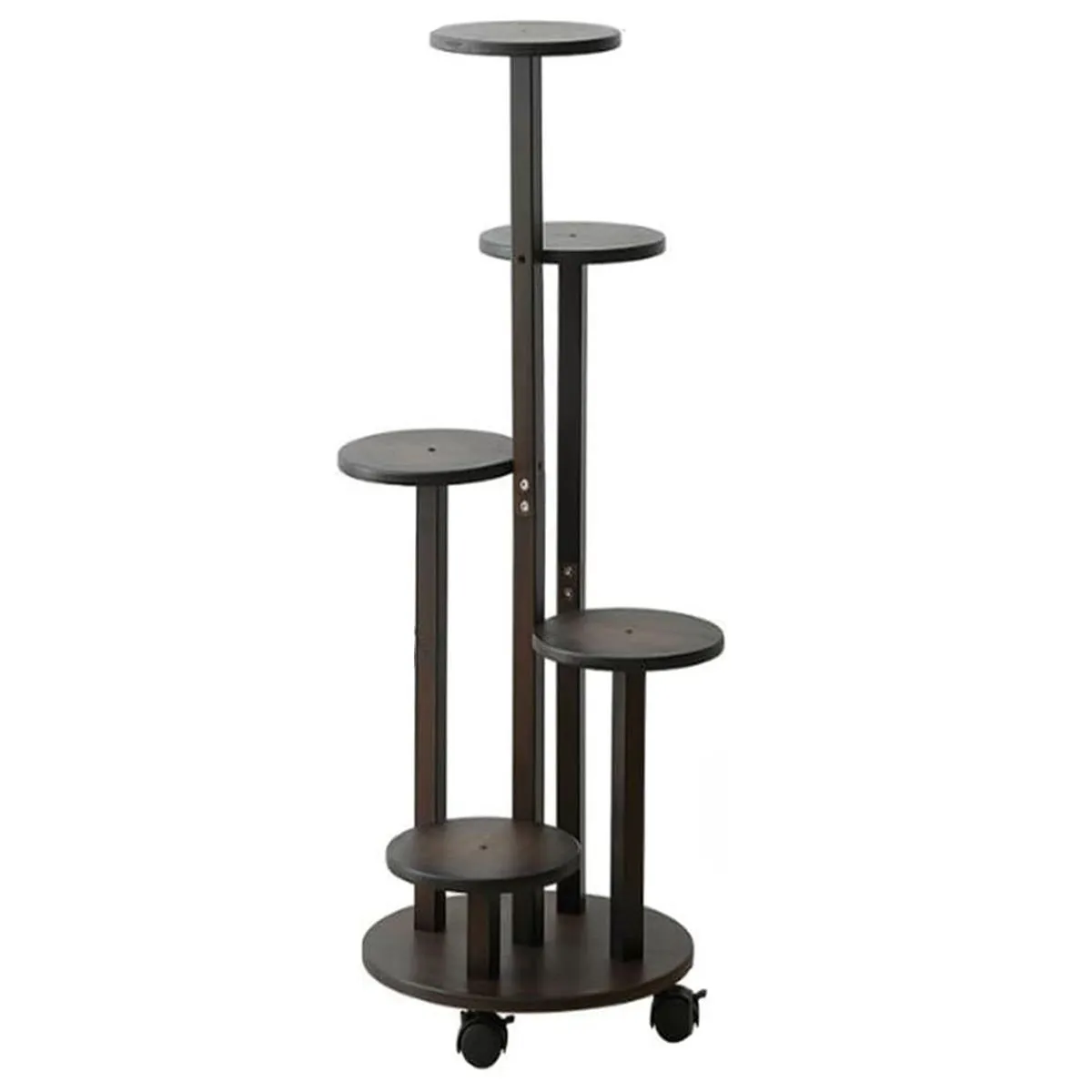 Multifunctional Plant Shelf with Smooth Brake Wheels Wooden Plant Stand