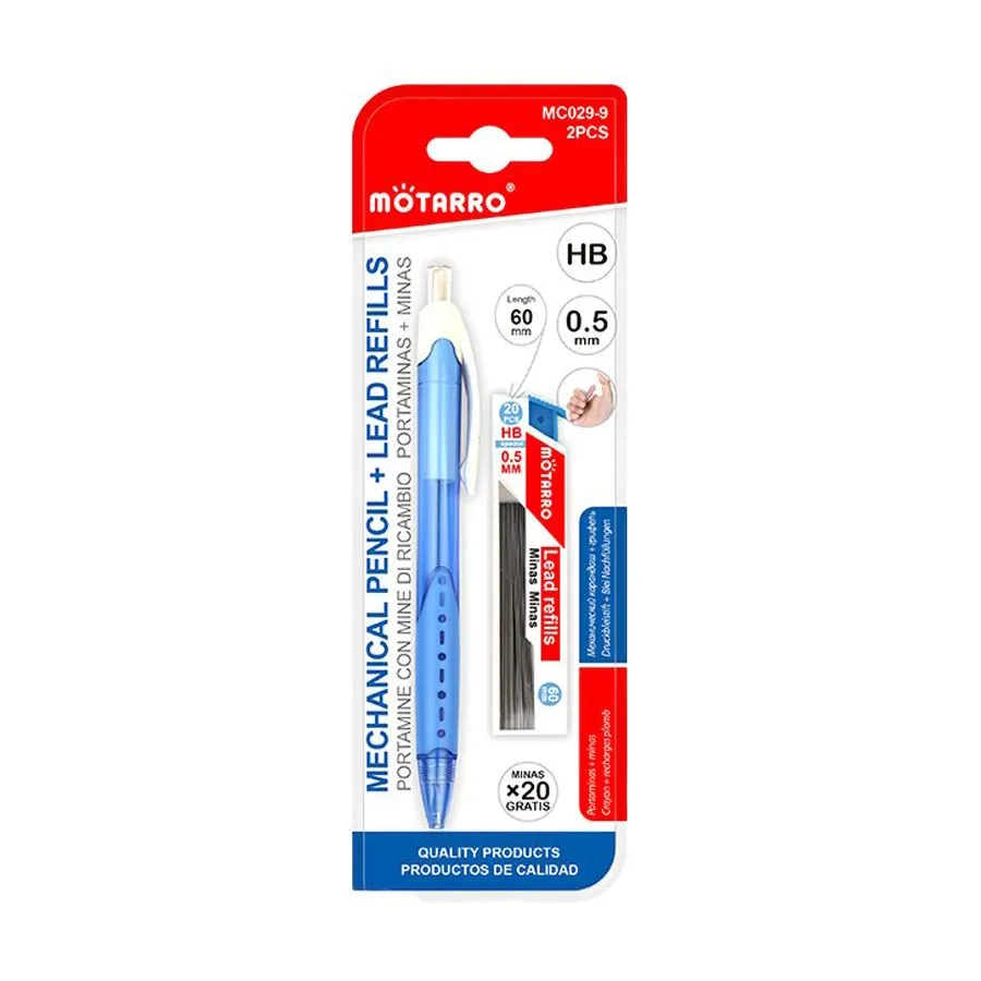 Comfy Grip Mechanical Pencil + 20 Pcs 60mm Lead Refills - Blue