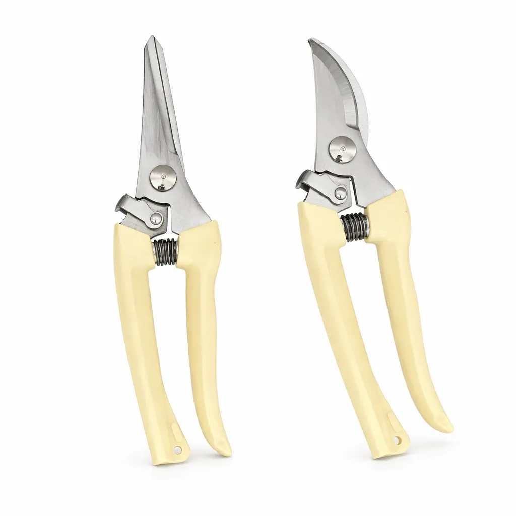 Stainless Steel Garden Pruning Shears Set - Cream And Silver 2 Piece
