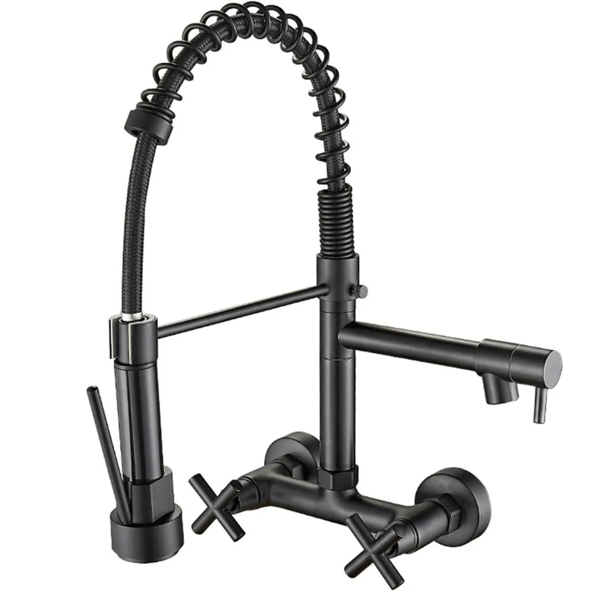 Kitchen Tap with Pull Down Sprayer Sink Spring tap Embedded Mixer Tap - Black
