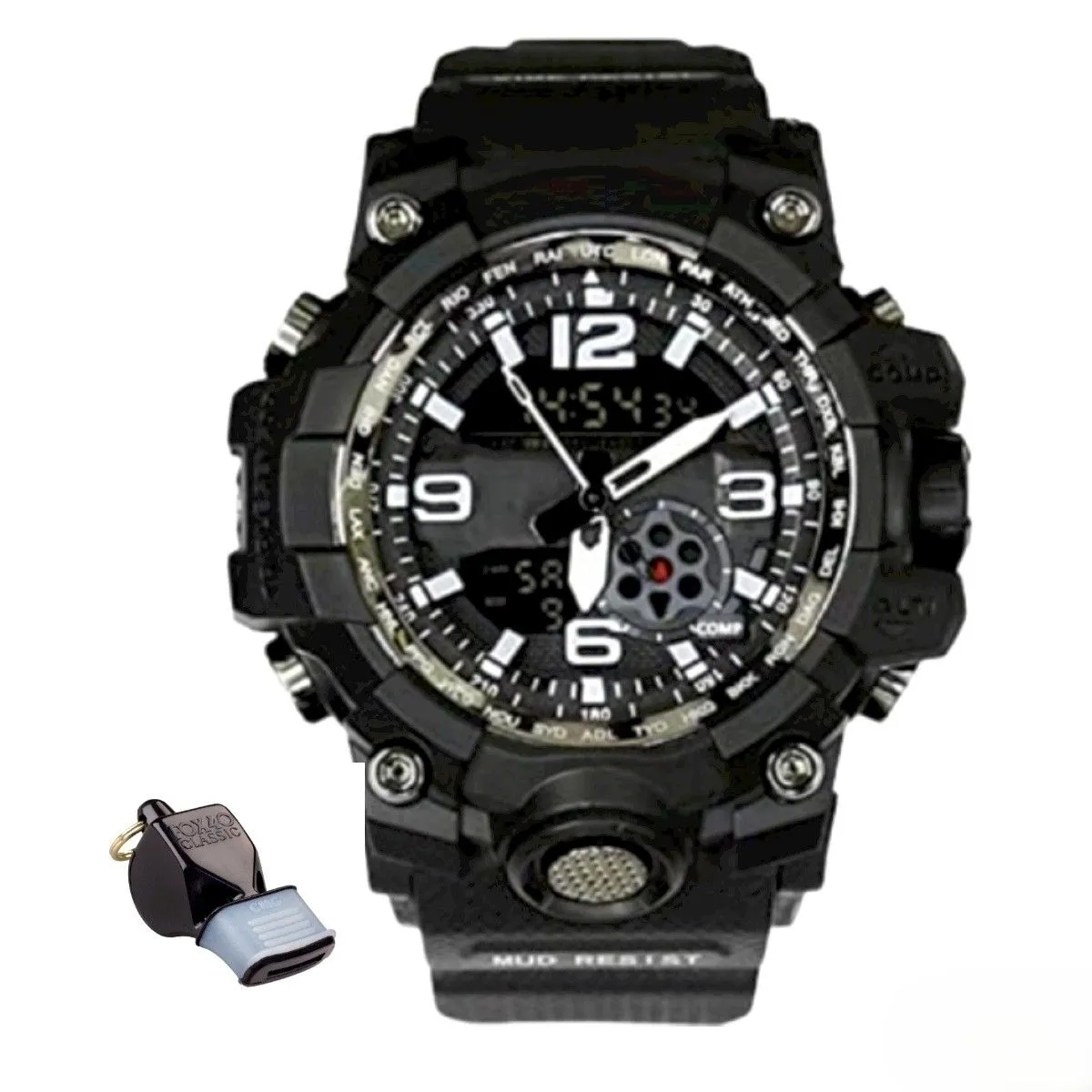 SamMag Biz Sport Watch Military Sports Watch Survival with /Whistle G4 - Black