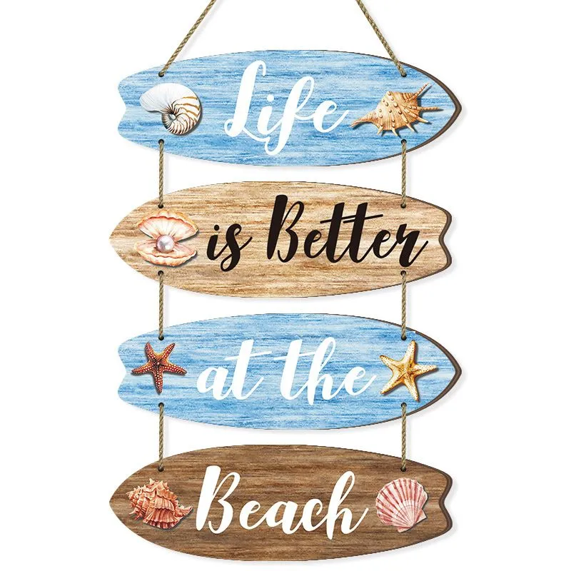 Beach Theme Wooden Hanging Sign-"Life is Better at the Beach" Wall Decor