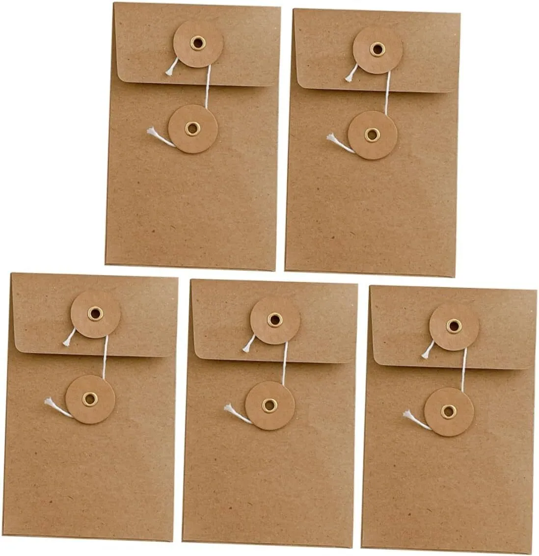 5pcs Organize Bills Stamps Coins Kraft Paper Data Storage Bag String Tie