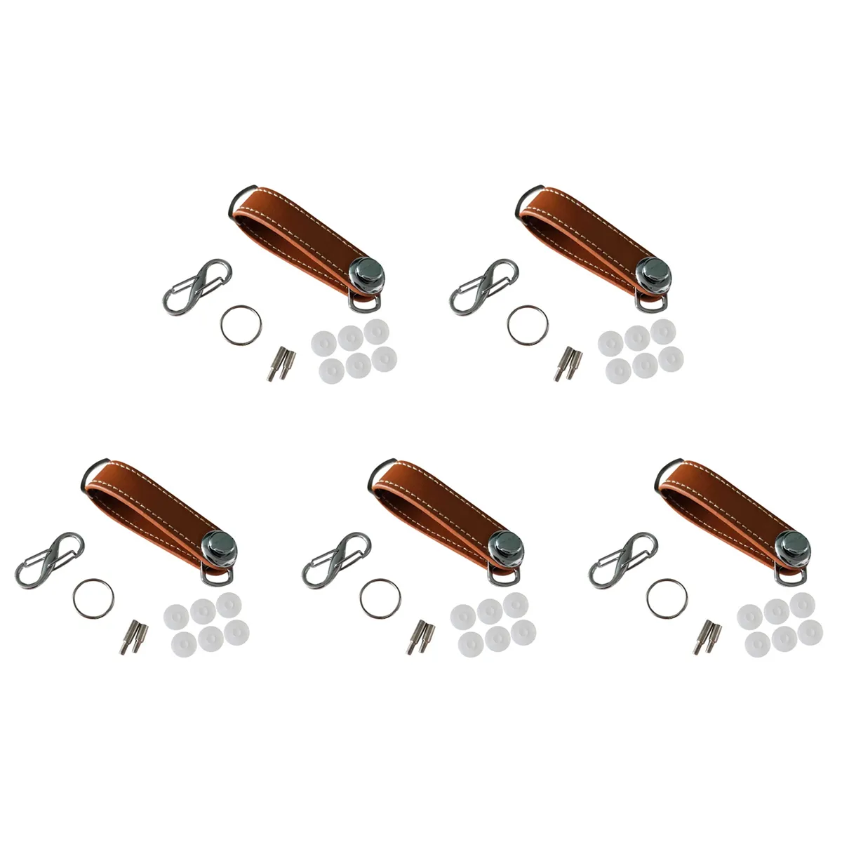 Car Key Pouch Case Wallet Holder Chain Key Wallet Ring Pocket Brown 5 Pieces
