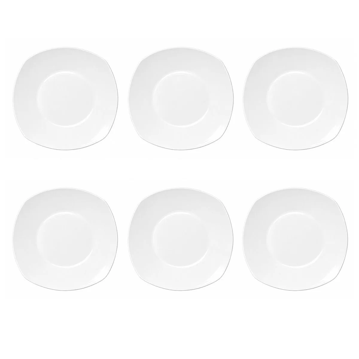 Leka Melamine P1001 Square Round Plate 25cm 10-inch 6-Piece Set-White