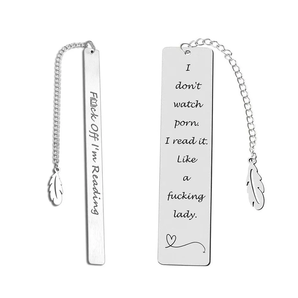 2 Pcs Funny Metal Bookmark with Quote, Creative Page Marker for Books