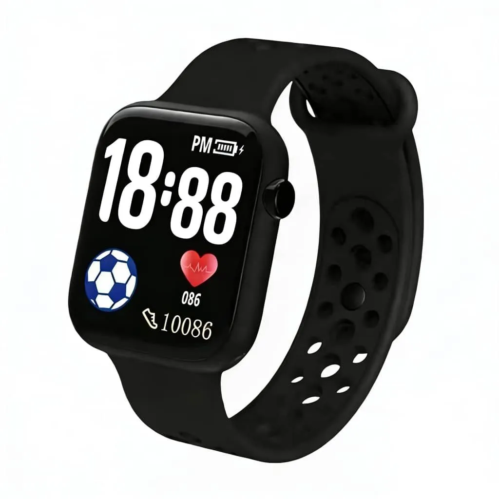 LED Digital Watch for Boys and Girls, , Silicone Sports Wrist Watch, - Black