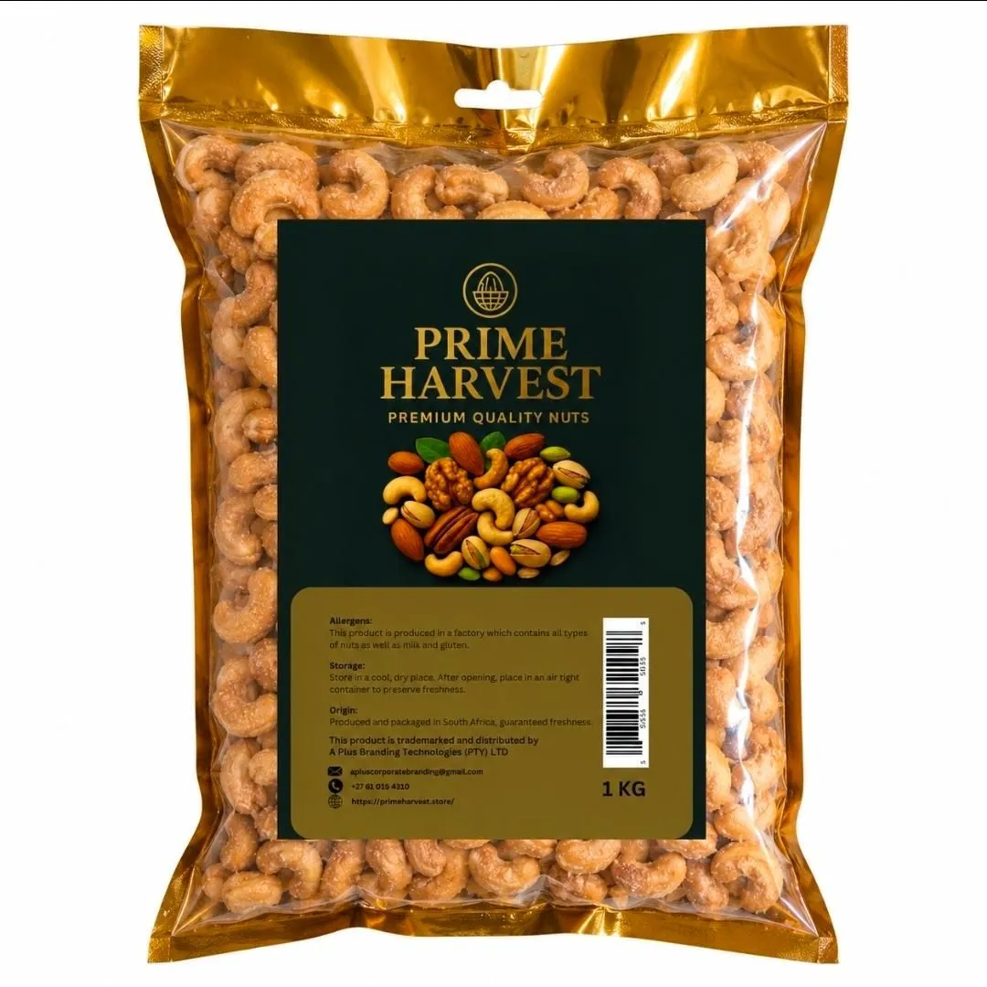 Prime Harvest Roasted Salted Cashew Nuts 1kg | Premium Quality