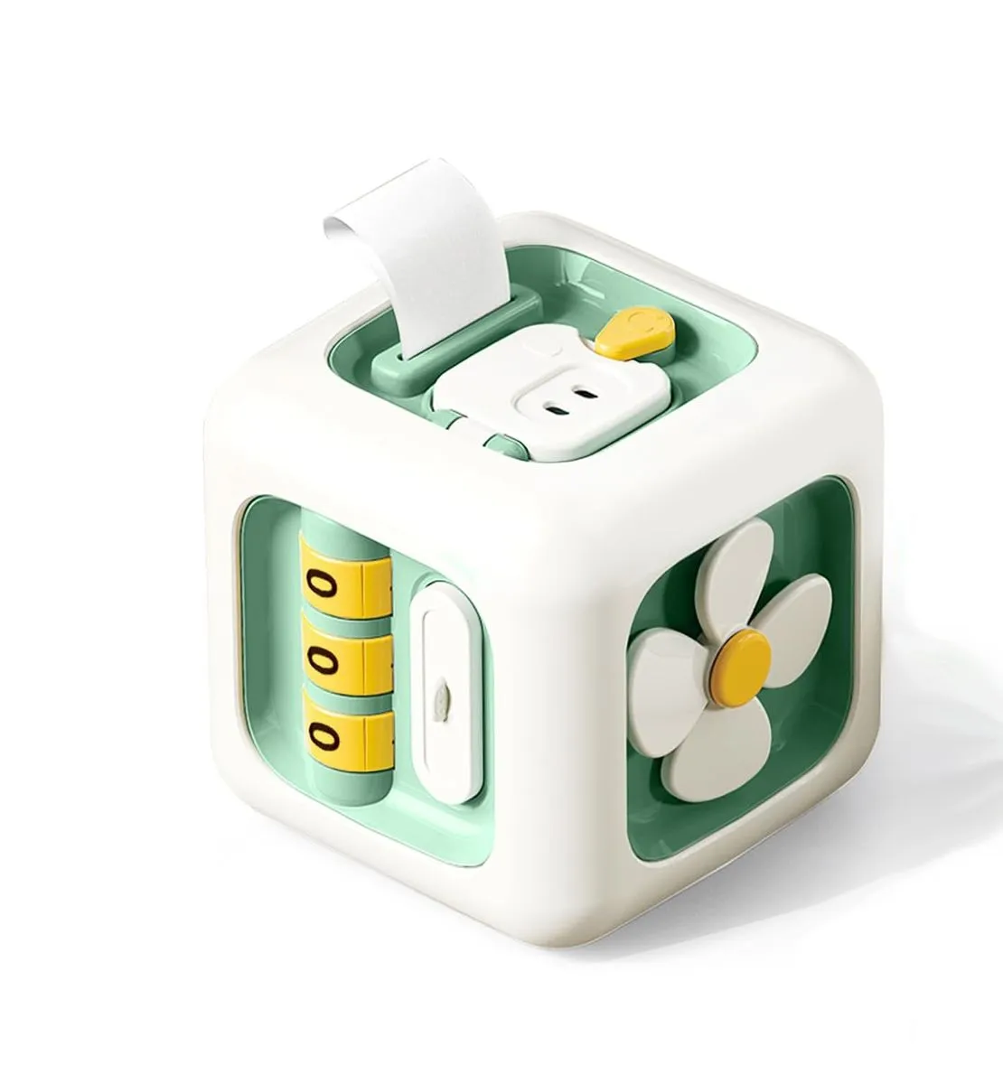 Toddlers Montessori Busy Cube 6-in-1 Sensory Activity Activity Toy. - Green