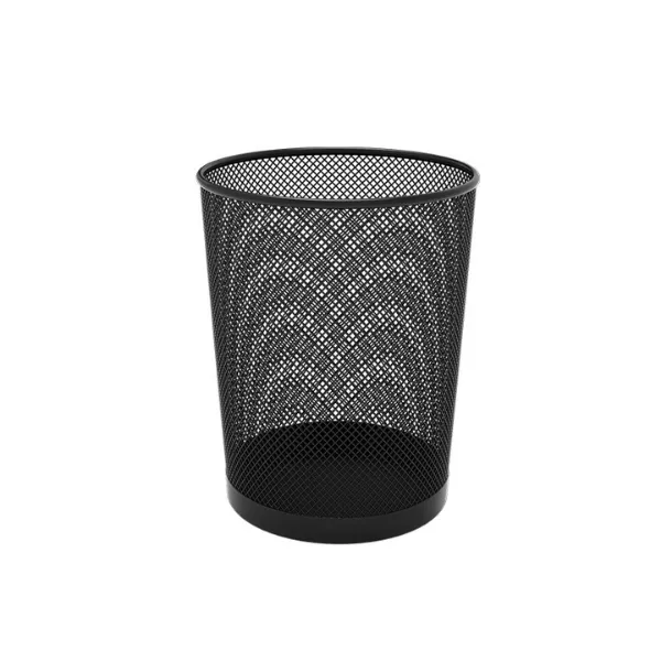 Round Metal Mesh Waste Paper Bin - Black