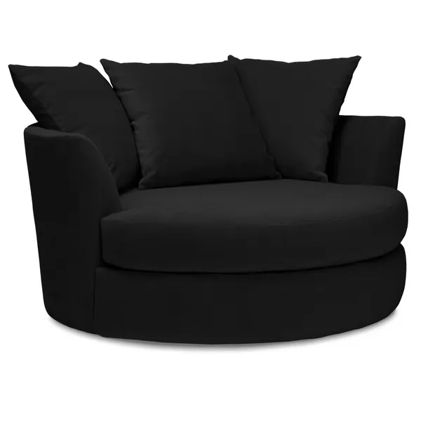 Fiona Velvet Barrel Lounger Accent Chair - Black