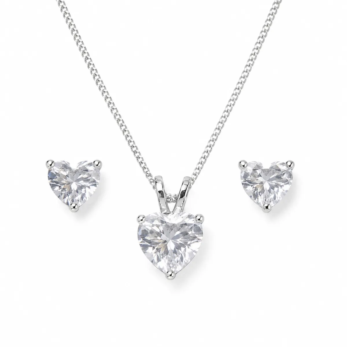 Silver Heart Sparkle Jewellery Set