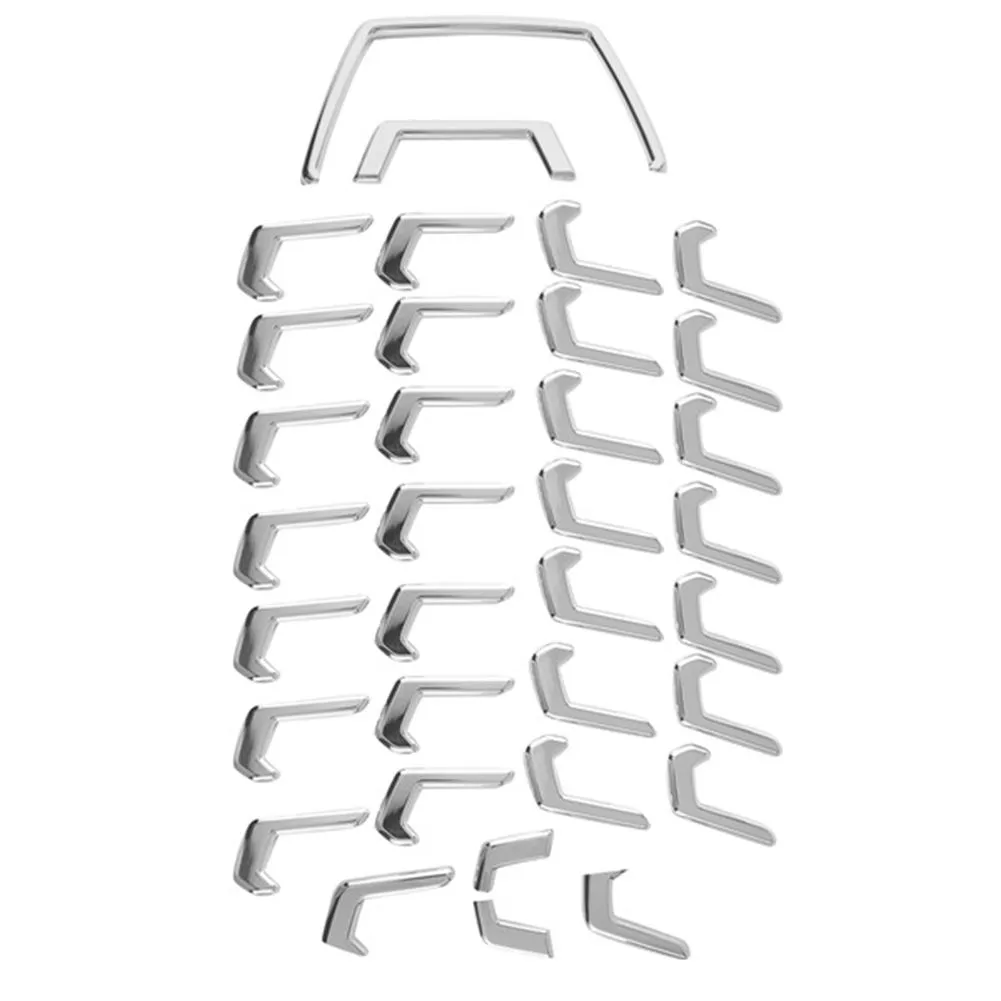 34Pieces Chrome Front Center Grille Grill Moulding Strips Cover Trim