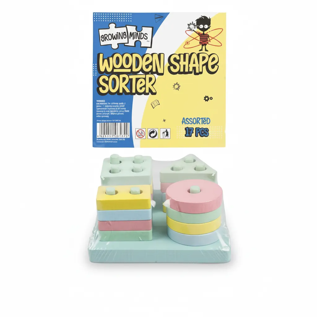 Growing Minds Wooden Shape Sorter for Toddlers - 17 Pieces - 2 Pack