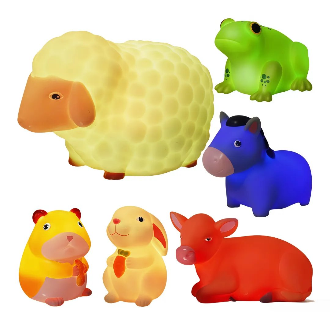 Kingdushi 6Pack Light-Up Farm Animal Bath Toys For Toddlers 1-3