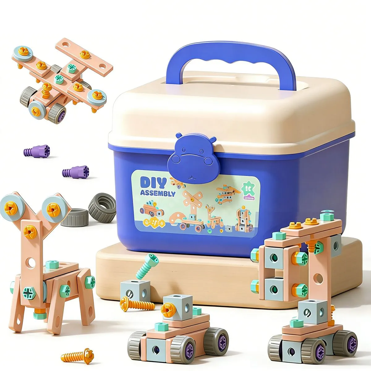 158PC Construction Building Erector Toys Kid Drill Pretend Tool Play Toy - Blue
