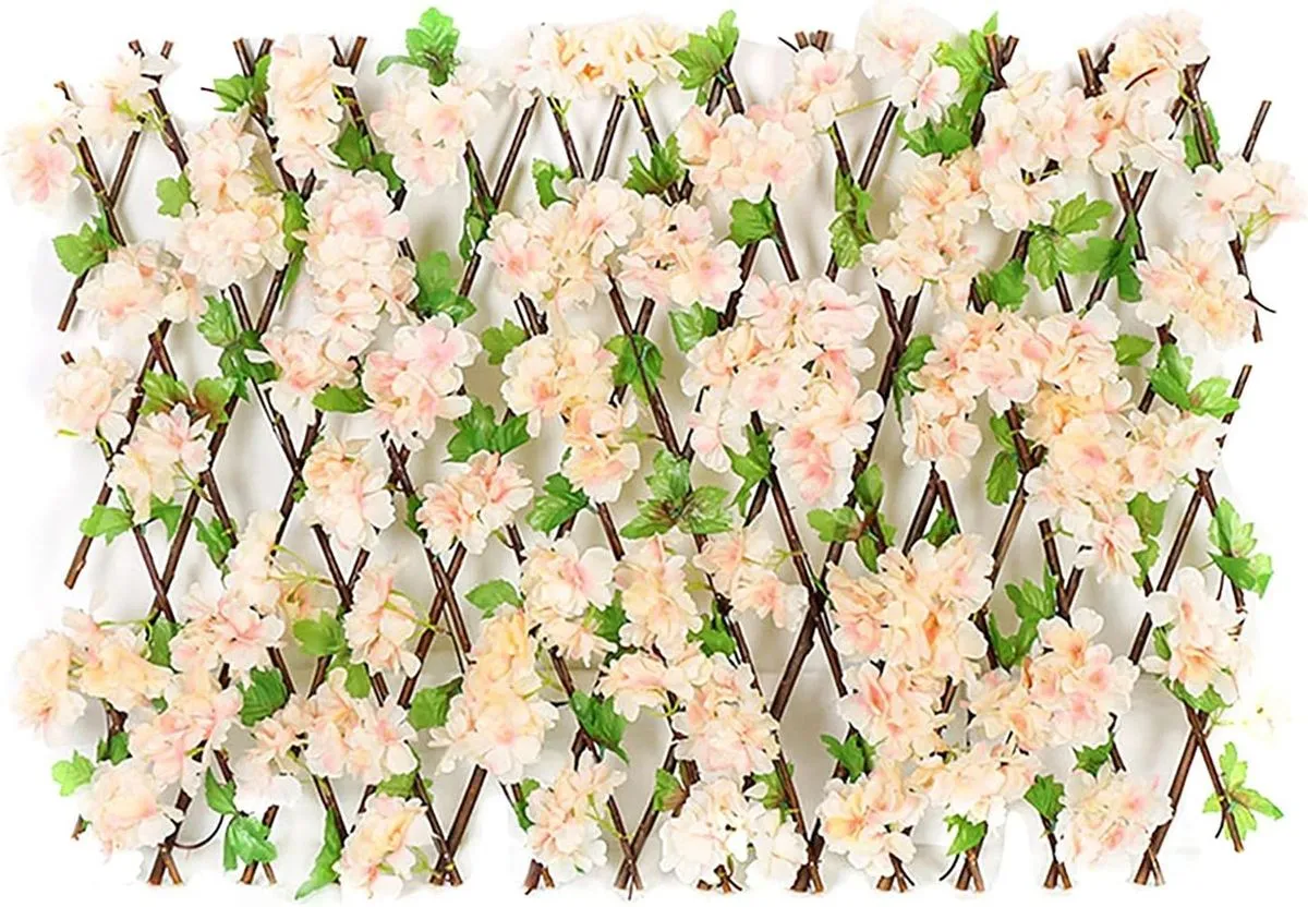 110cm Extendable Artificial Hedge Garden Trellis - Peach