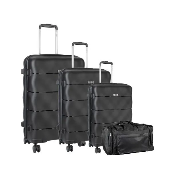 Cellini Elle Luggage Trolley Set and Fold Up Duffle - 3 Piece - Black