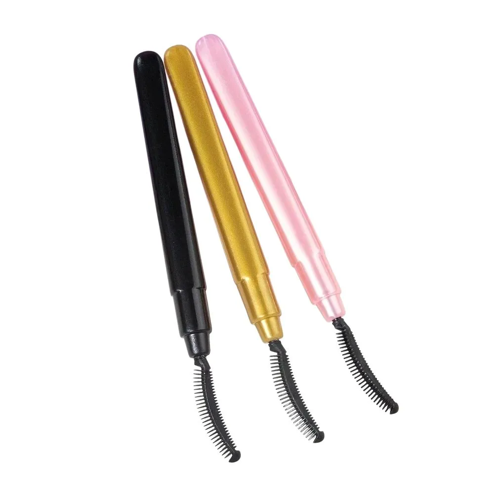 3Piece Silicone Eyelash Brushes With Caps, Portable Mascara Combing Tools