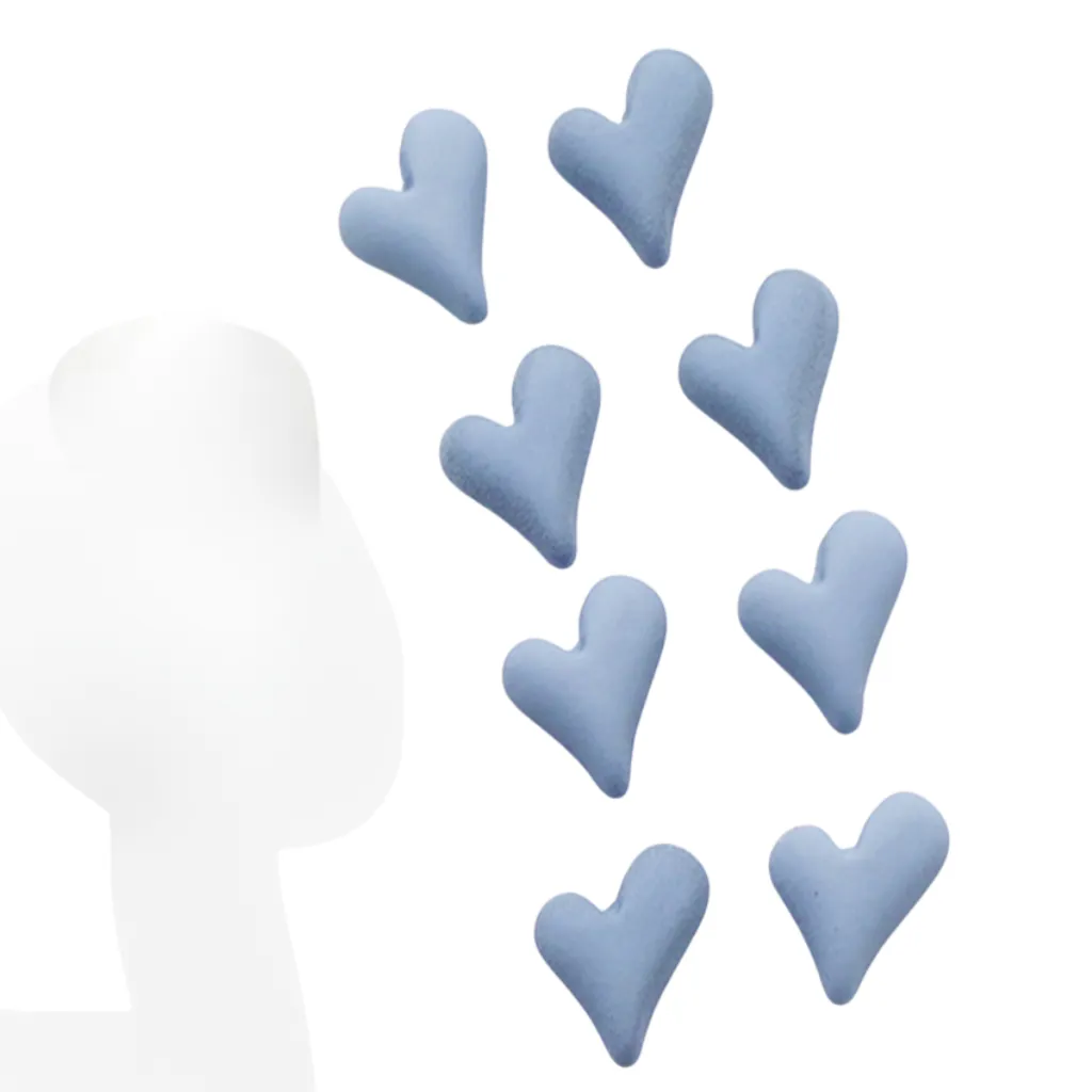 8 Piece - Minimilistic Heart Nail Art Decorations - Haze Blue