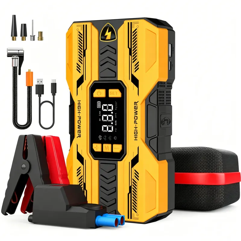 12V Car Jump Starter, Battery Booster with Air Compressor And LED Light