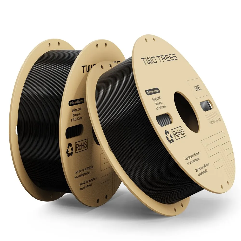 Twotrees PLA Filament 1.75mm 2kg, Fits for Most FDM 3D Printers - Black