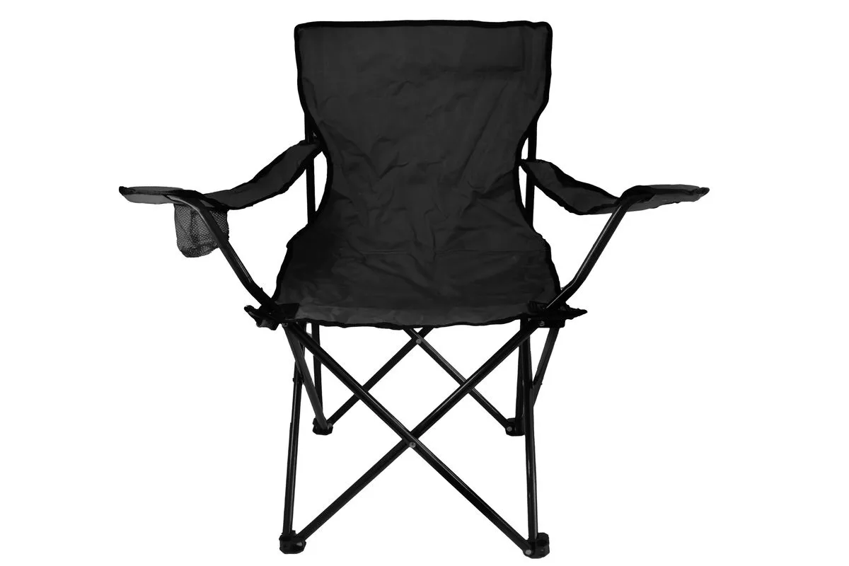 Metal Frame Folding Camping & Beach Chair With Carry Bag - Black