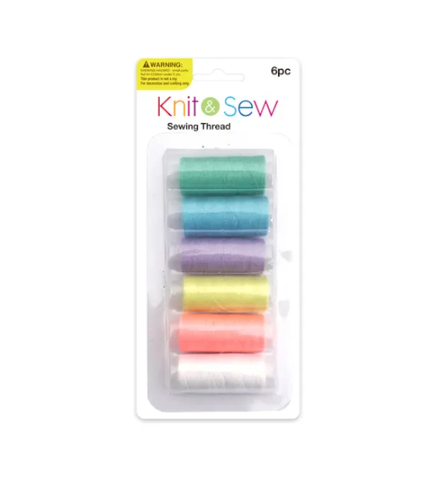 6-Piece Sewing Thread Set - Assorted Colours, 15m Each Spool