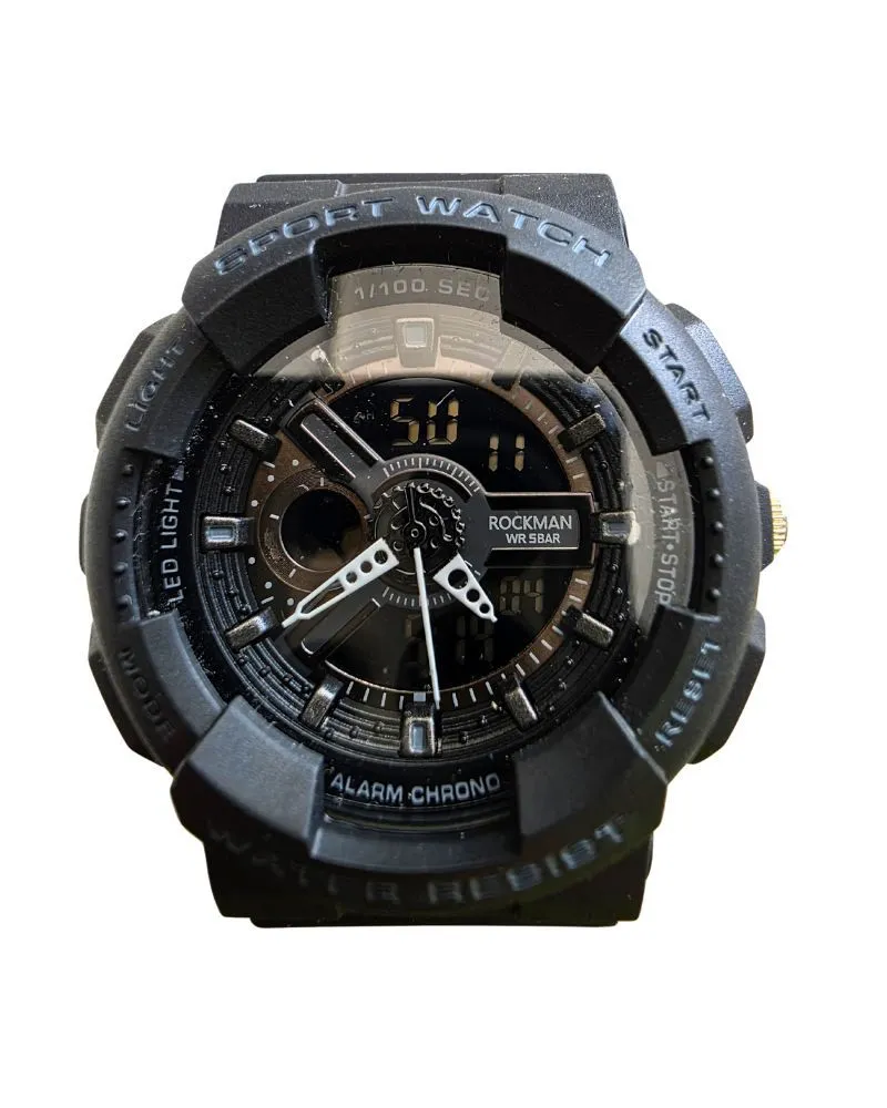 Rockman 1689 Dual Time Sports Watch - Black
