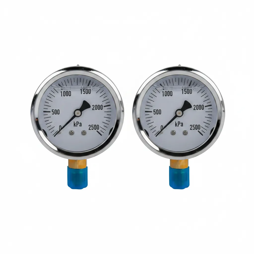 Glycerine Pressure Gauge 0-2500 kPa for Industrial & Automotive - 2 Pack