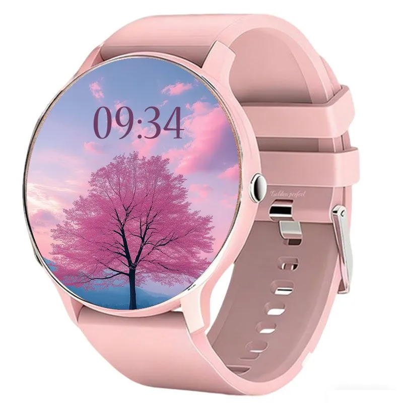 Women's Sport Smartwatch Pink Strap - 100+ Sports Modes, HD Round Display