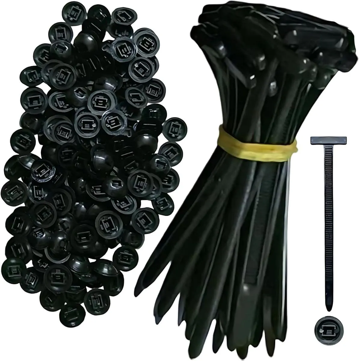 Black Nylon Cable Tie Holders & Heavy-Duty Zip Ties 200 - Pack