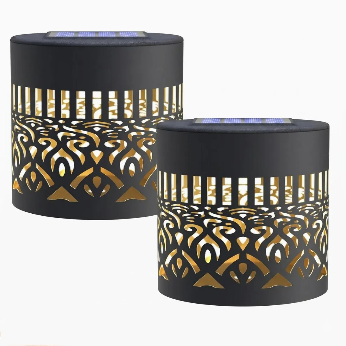 2 Pack Solar Mandala Wall Lights Waterproof Outdoor Decor