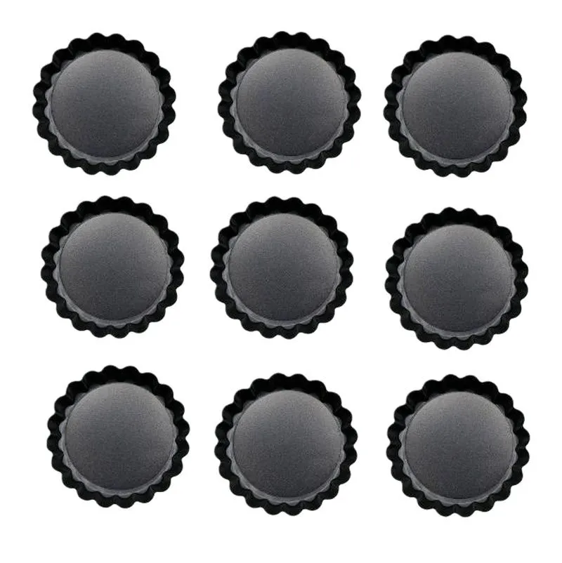 9 Pieces Removable Bottom Tart Pans, Round Quiche Molds for Baking - Black