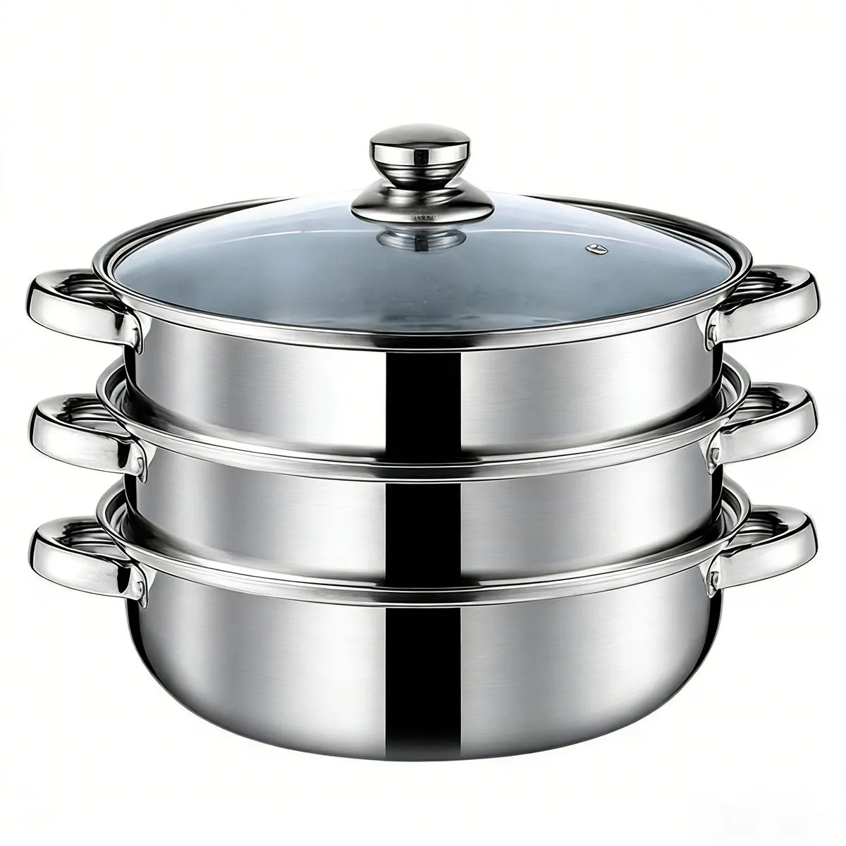 3 Tier Stainless Steel Steamer Pot with Lid 5 Quart Food Cooker