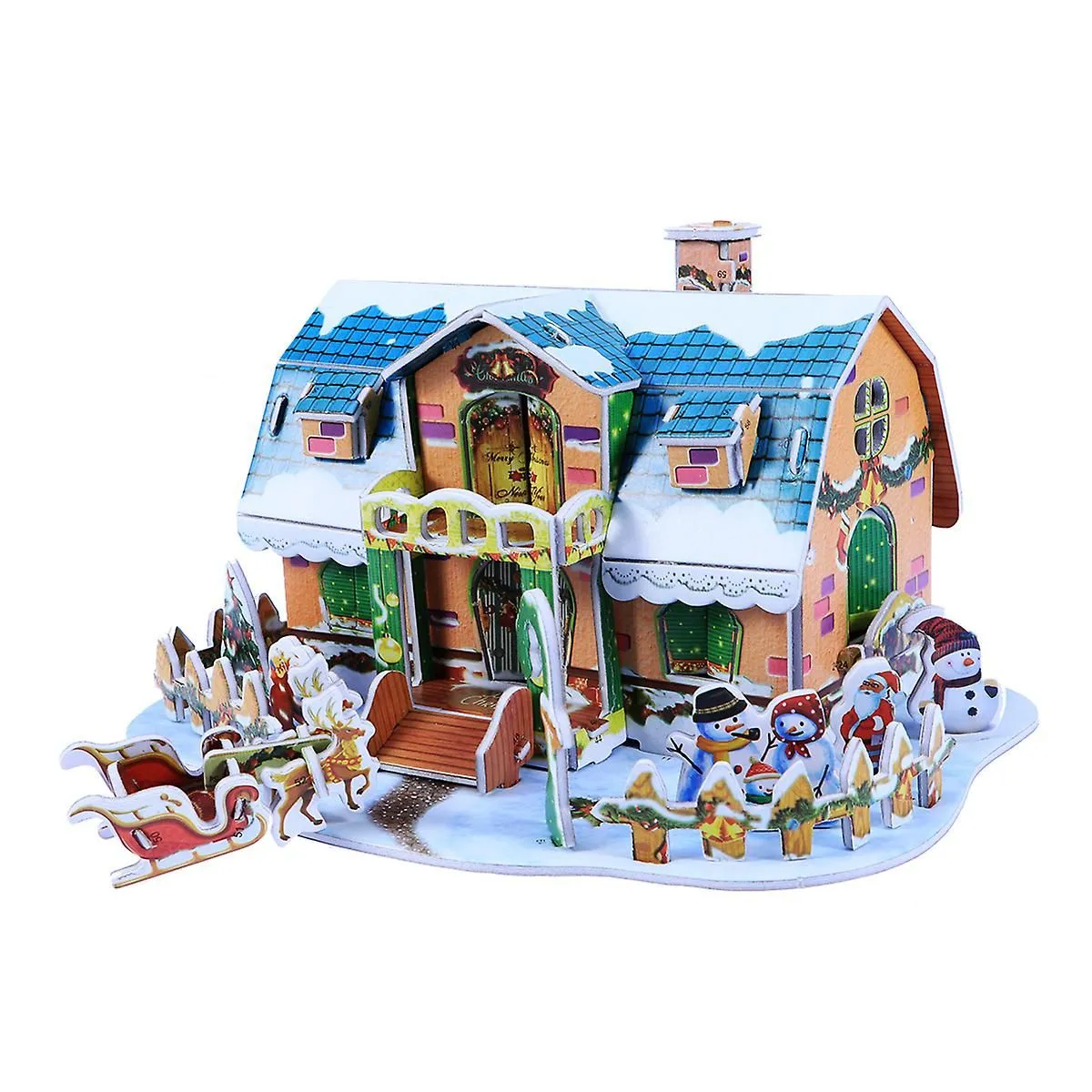 Christmas House 3D Puzzle, Christmas 3D Puzzle Santa house - Set of 38