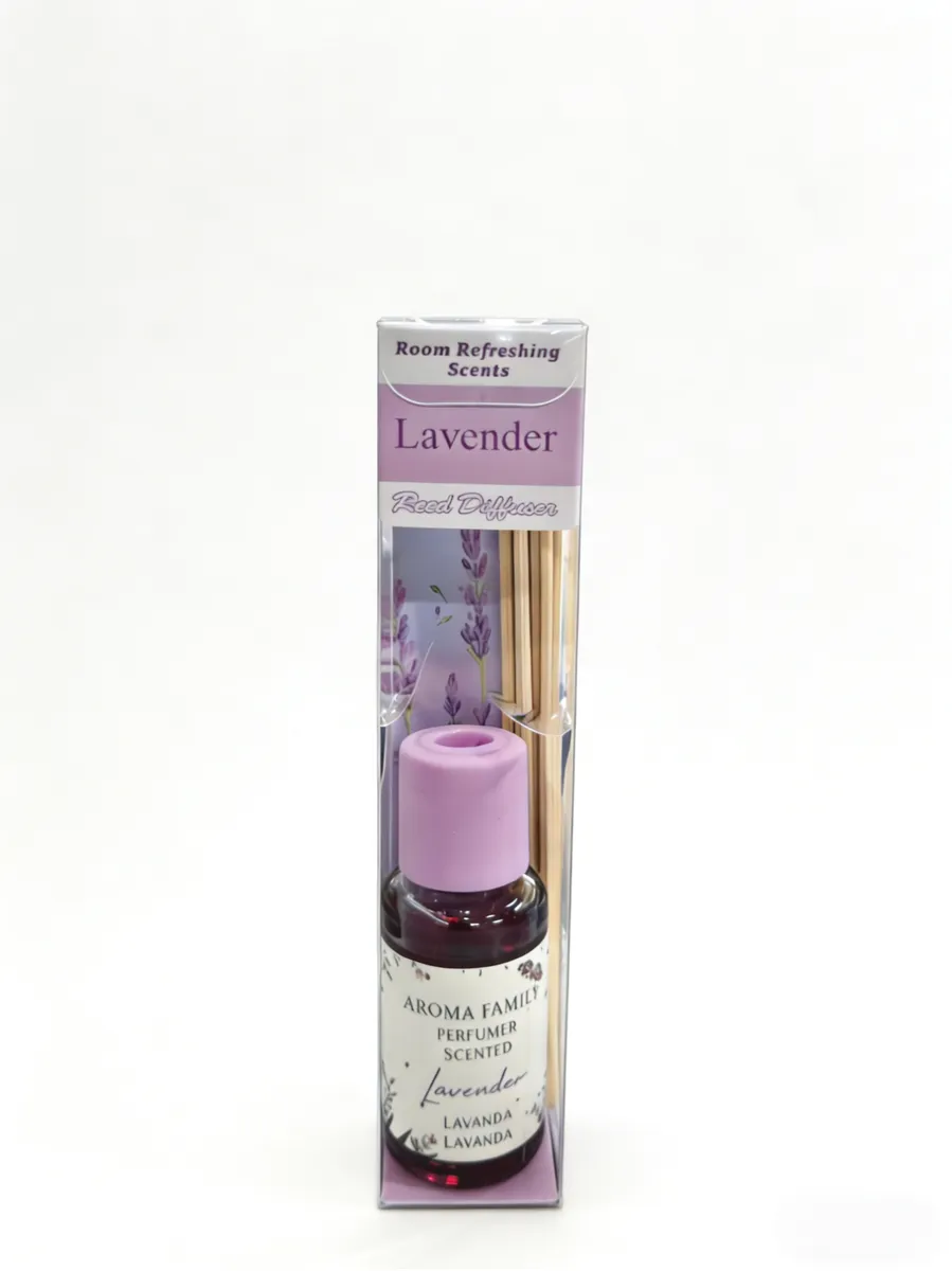 Aroma Family Lavender Reed Diffuser - 50ml Home Fragrance Scented Oil Set