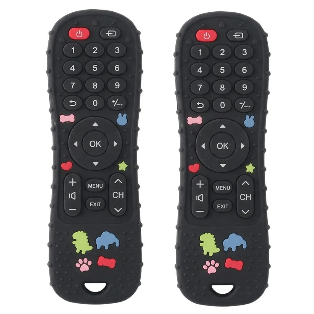 2 Pack - Silicone Baby Remote Teether Toy - Black