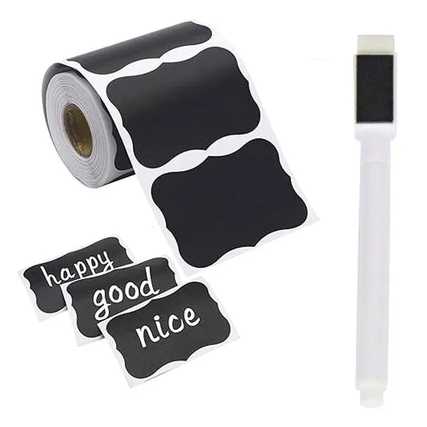 300 PVC Erasable Waterproof Label Stickers Self-adhesive, includes a marker
