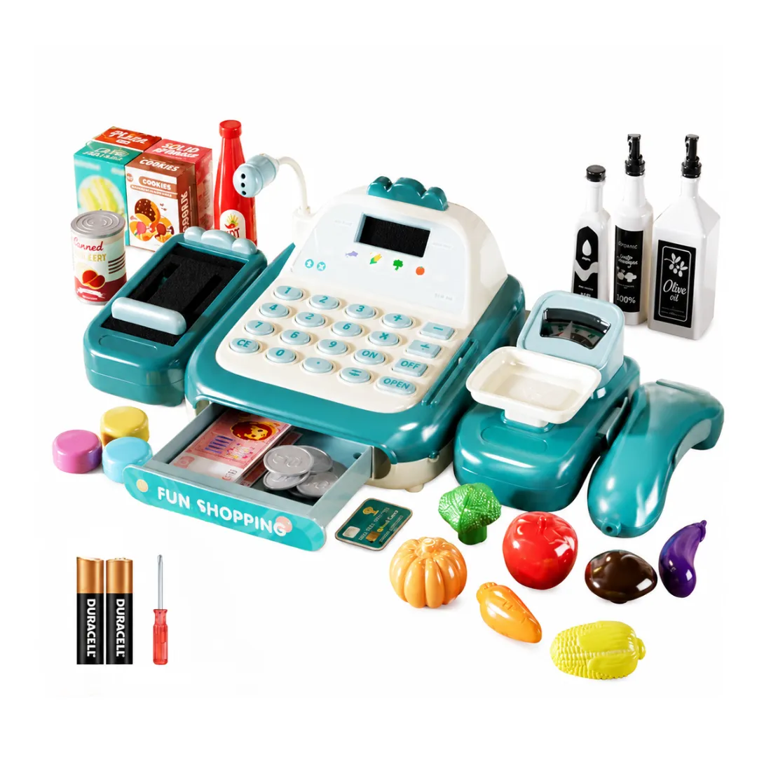 52-Piece Kids Pretend Play Cash Register Grocery Store Toy Cashier Set