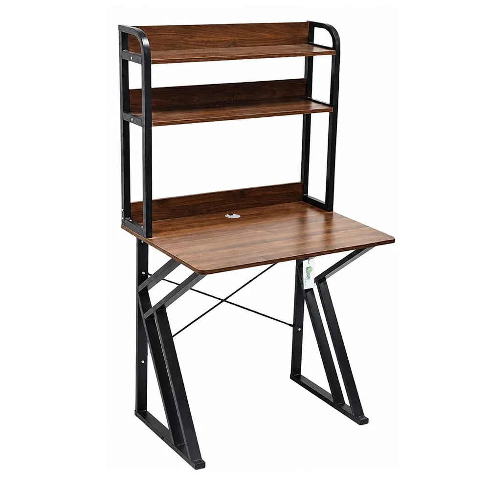 Greenwood K89 Compact Computer Desk Study Desk w/Bookshelf Rack-80 x 60cm