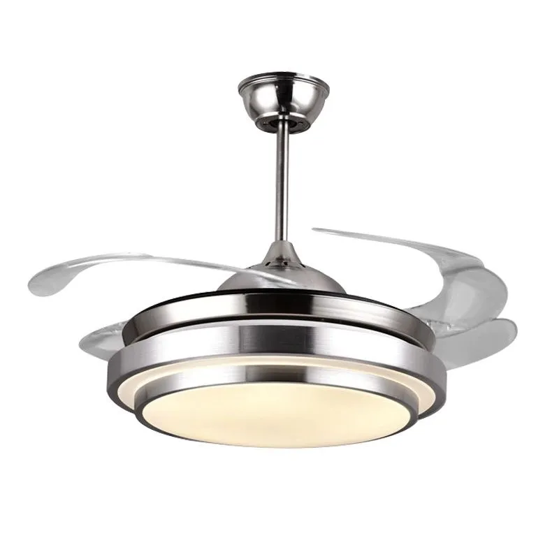 Retractable Ceiling Fan with LED Light and Remote Control - Black
