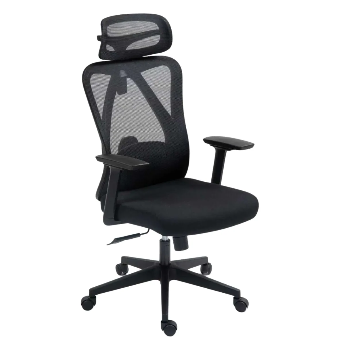 Executive Office Chair with Adjustable Headrest and Lumbar Support - Black