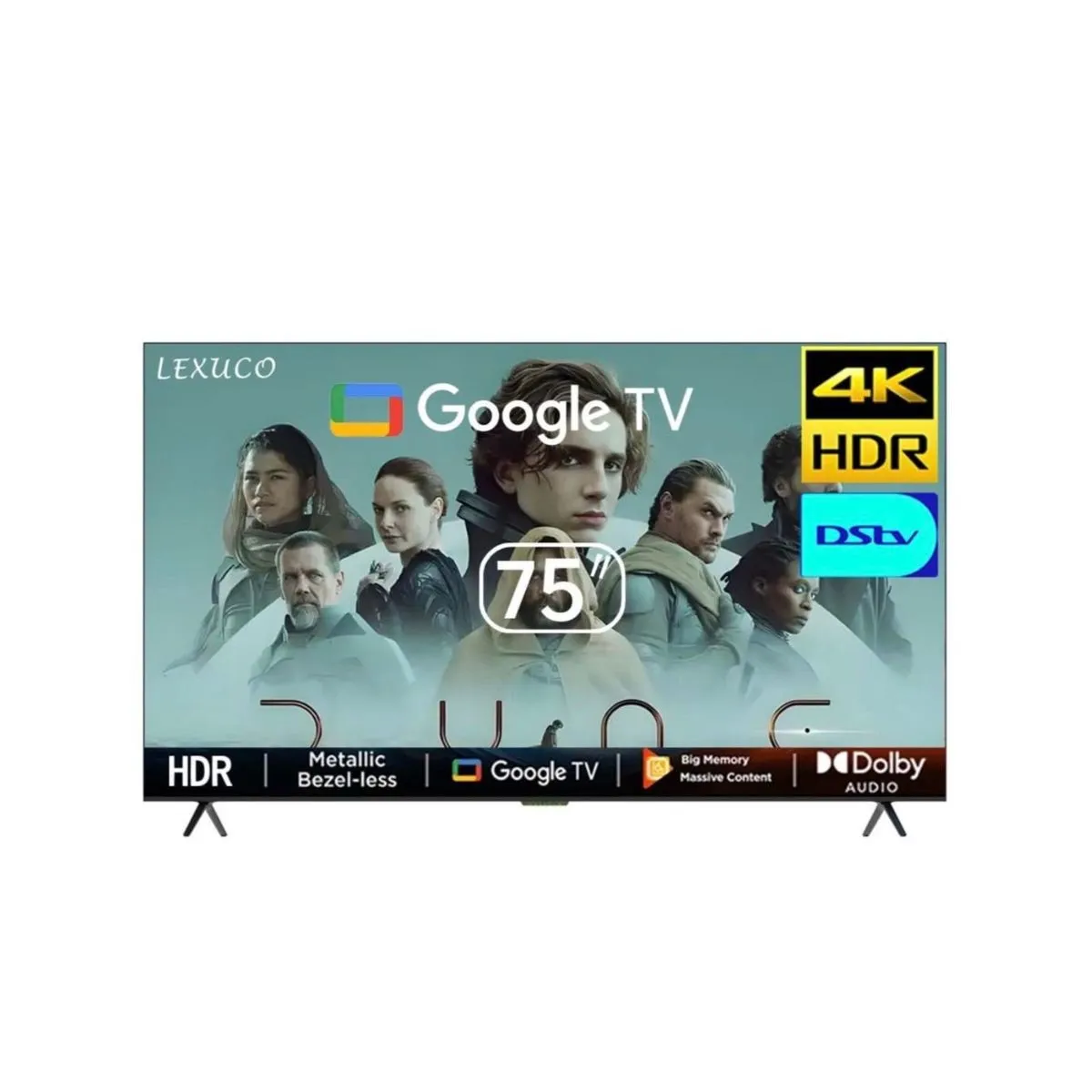 LEXUCO 75-Inch UHD 4K Google TV - Frameless Smart Television with Bluetooth