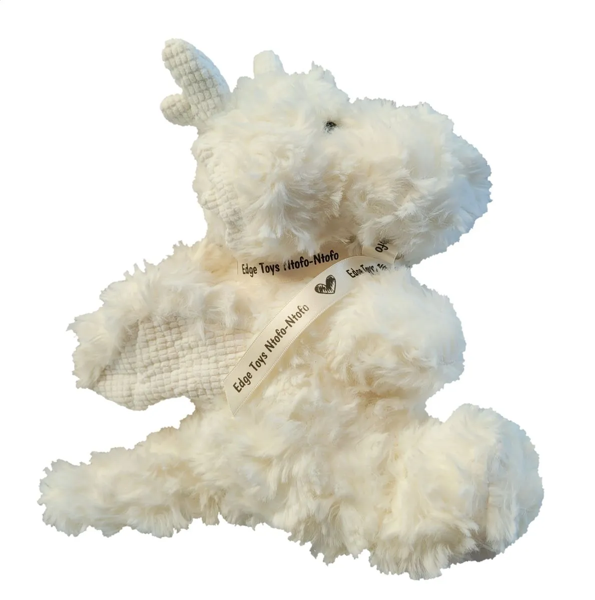 Edge Toys Ntofo-Ntofo Dumisani Dragon Fluffy Soft Plush Toy - White