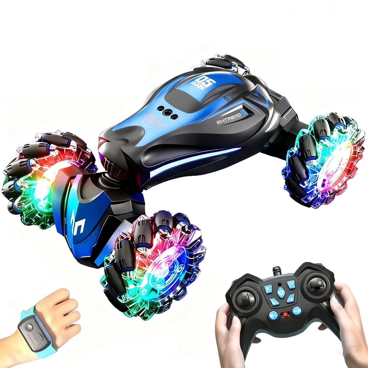 RC Gesture Stunt Car,Multifunctional Rotary Deformation Remote Control Car - Blue