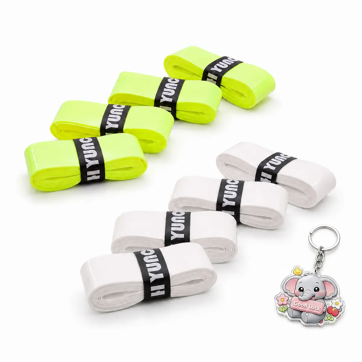 Badminton Overgrip Tape for Tennis & Cricket - Green/White 8 Pack