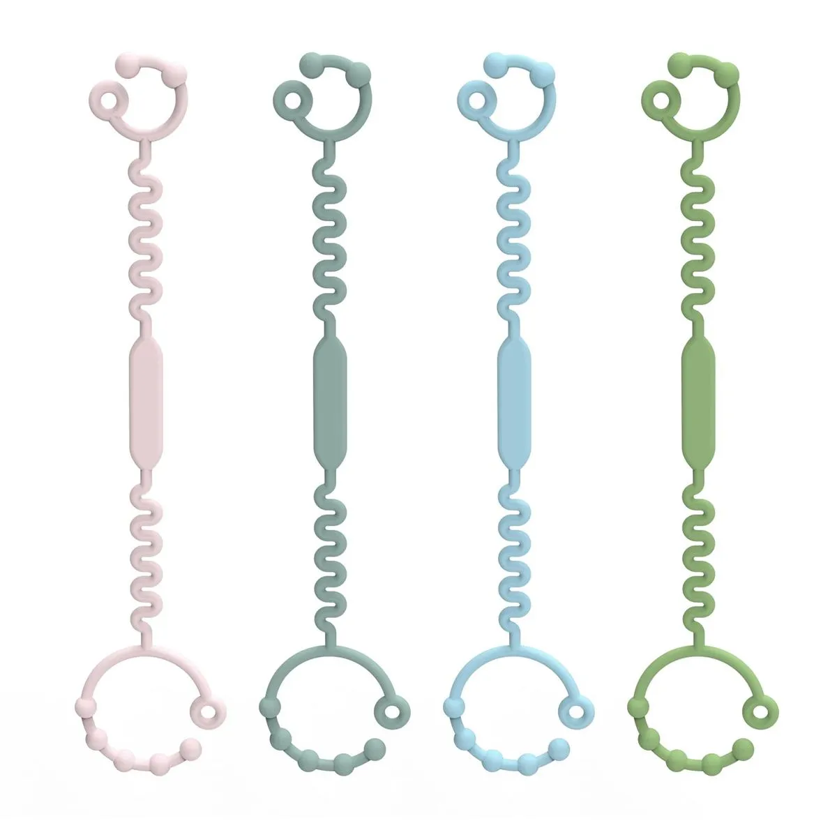 Kingdushi 4-Piece Silicone Baby Toy Hangers Clips for Strollers